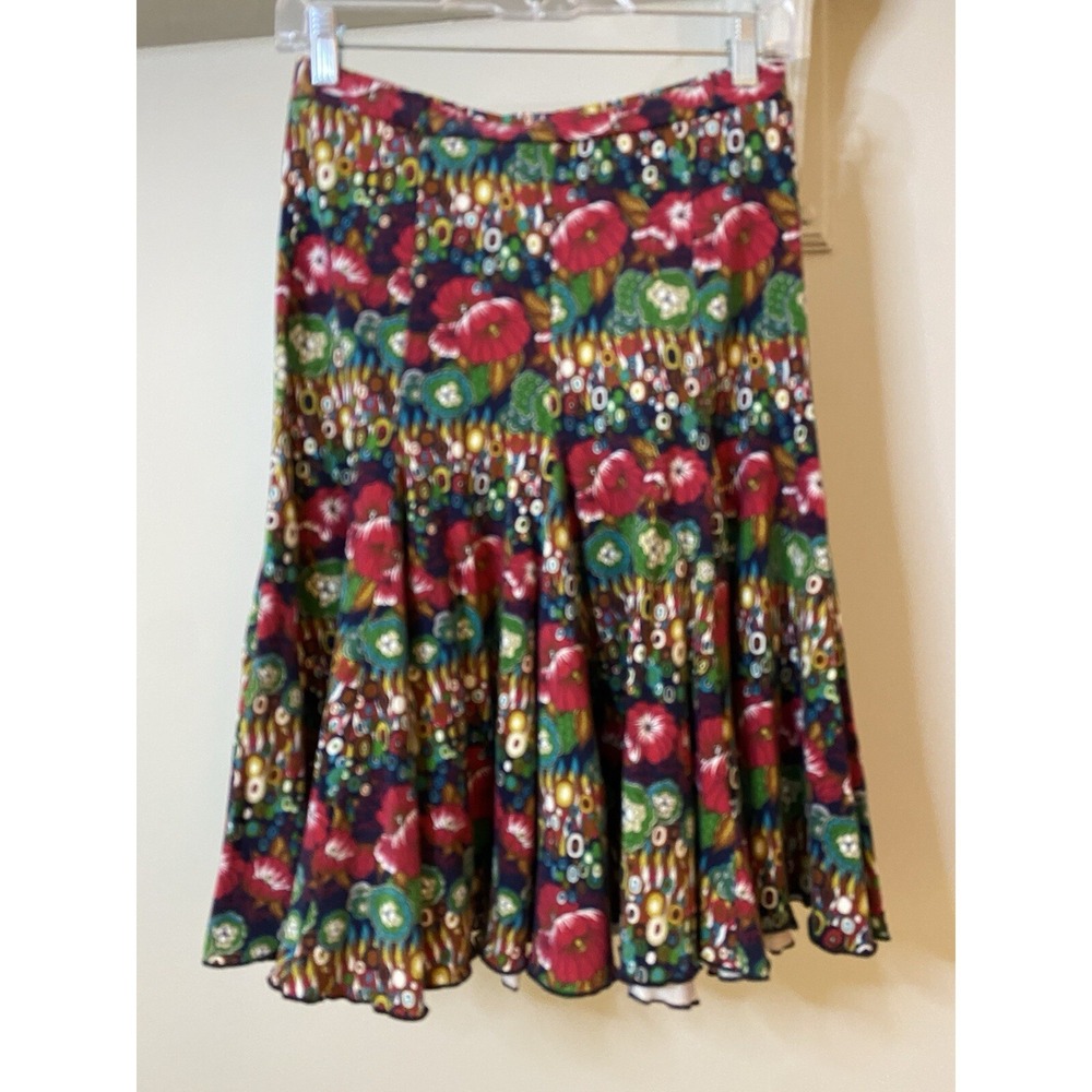 NWOT OILILY Floral Print Knit Skirt S Boho Tulip Hem